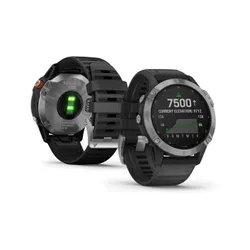 Смарт-часы Garmin FENIX 6 Solar серебристый с черным ремешком (010-02410-00)