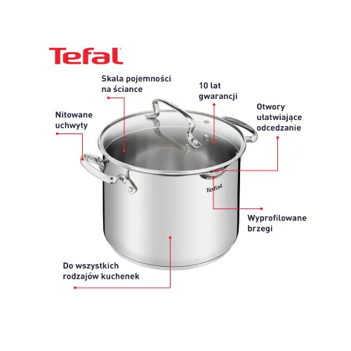 Zestaw garnków TEFAL Duetto+ G719SA74 (10 elementów) Stal nierdzewna 18/10 Indukcja Możliwość mycia w zmywarce