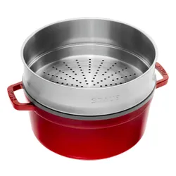 Garnek żeliwny okrągły z wkładem 3.8 ltr STAUB LA COCOTTE Czerwony