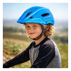 Kask rowerowy WOZINSKY HT-27N Niebieski Full Face dla Dzieci z odkręcaną szczęką i lampką (rozmiar uniwersalny)
