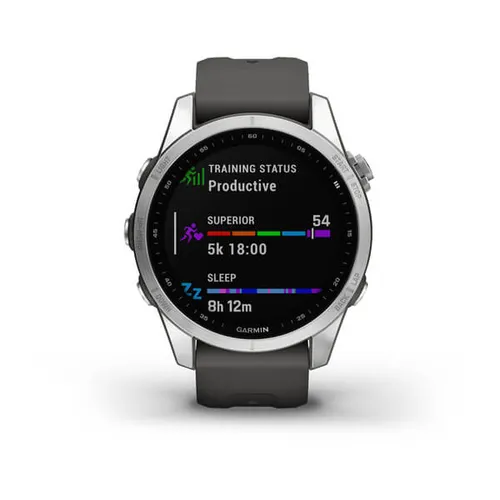 Smartwatch Garmin Fenix 7S srebrny z grafitowym paskiem (010-02539-01)