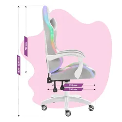 Fotel HELL'S CHAIR HC-1000 LED RGB Kids Szary