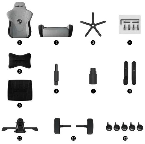 Fotel Anda Seat T-Pro 2 XL Gamingowy do 200kg Tkanina Szary
