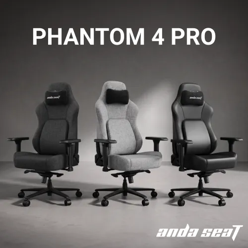 Fotel Anda Seat Phantom 4 L Pro Black Fabric Gamingowy do 100kg Tkanina Czarny