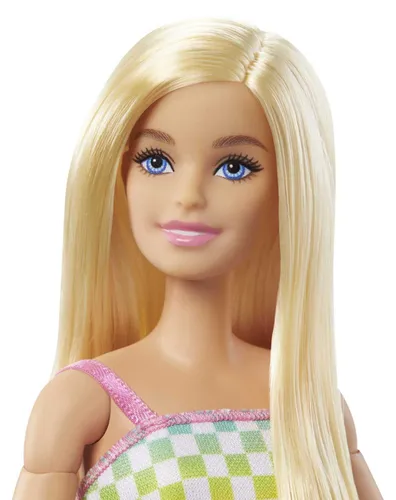 Lalka Barbie Fashionistas Na wózku strój w kratkę HJT13