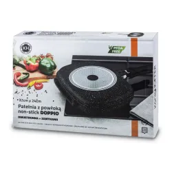 Patelnia grillowa nieprzywierająca dwustronna KONIGHOFFER DOPPIO MARBLE 32 x 24 cm