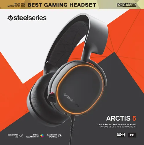 Słuchawki przewodowe z mikrofonem SteelSeries Arctis 5 Nauszne Czarny