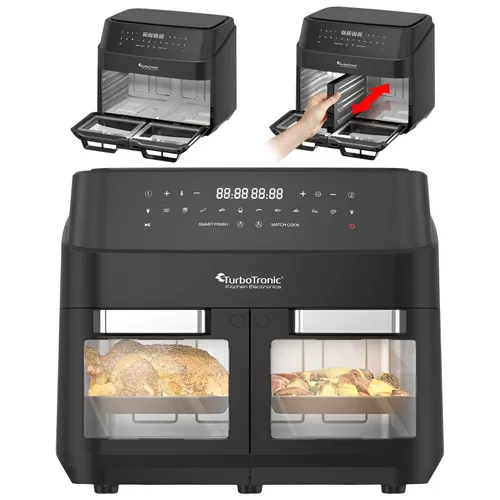 Air Fryer Frytkownica beztłuszczowa TURBOTRONIC TT-DAF7W Czarny z podwójnym koszem