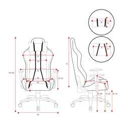 Fotel Diablo Chairs X-One 2.0 Small do 90kg Skóra ECO Biało-niebieski