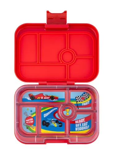 Yumbox Orijinal Okul Öğle Yemeği Kutusu-roar red / Race cars tray