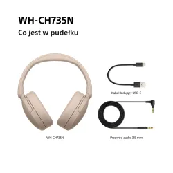 Słuchawki bezprzewodowe Sony WH-CH735N ANC Nauszne Bluetooth 6.0 Beżowy