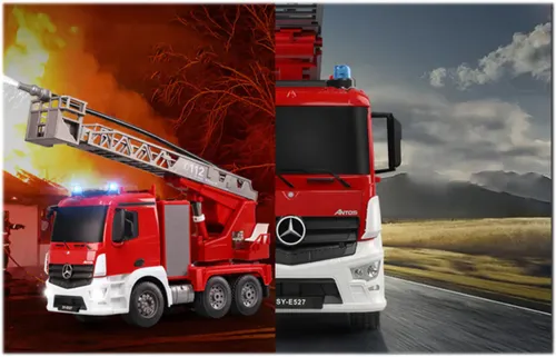 Zdalnie sterowany samochód COIL wóz strażacki Mercedes straż pożarna auto RC pilot LED