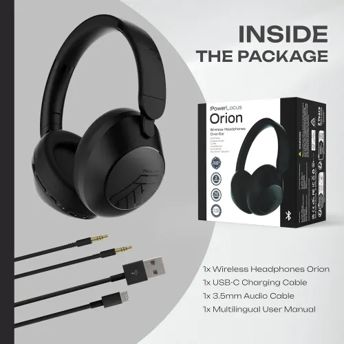Słuchawki bezprzewodowe PowerLocus Orion Nauszne Bluetooth 5.4 Czarny