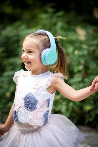 Słuchawki dla dzieci PowerLocus Kids bezprzewodowe Bluetooth zielono-fioletowe