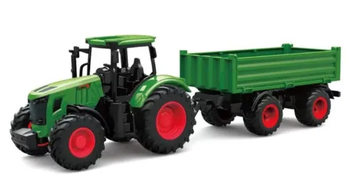 Zestaw traktor z przyczepą COIL duży pojazd skala 1:24 zielony
