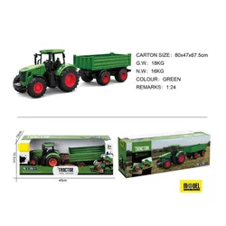 Zestaw traktor z przyczepą COIL duży pojazd skala 1:24 zielony