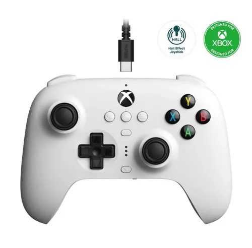 Pad 8BitDo Ultimate Wired Hall Effect do PC, Xbox Series X/S, Xbox One Przewodowy Biały