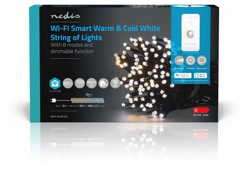 Lampki choinkowe LED NEDIS WIFILX02W100 10 m Sieciowe
