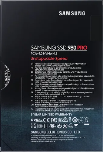 Samsung 980 PRO SSD 2 TB M. 2 2280 PCI-E x4 Gen4 NVMe SSD (MZ-V8P2T0BW)