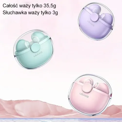 Słuchawki bezprzewodowe USAMS BU12 Series TWS Douszne Bluetooth 5.1 Różowy