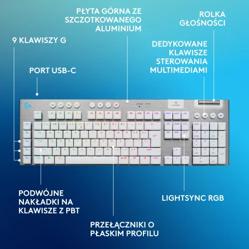 Klawiatura mechaniczna Logitech G915 X Lightspeed Tactile US INTL Biały