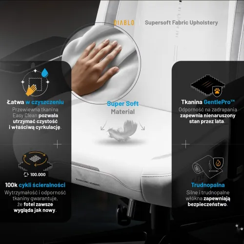 Fotel Diablo Chairs X.Eye Prime, Normal Size, Ghosted White Gamingowy do 140kg Biały