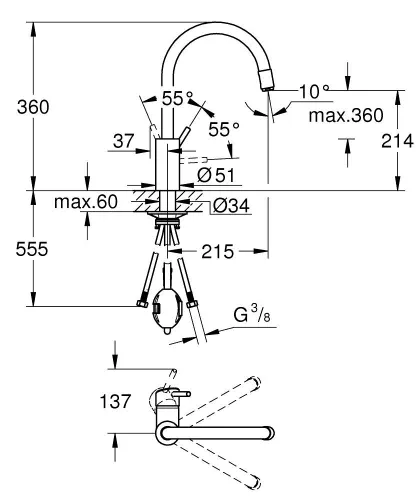Bateria GROHE Concetto 32663003 Chrom