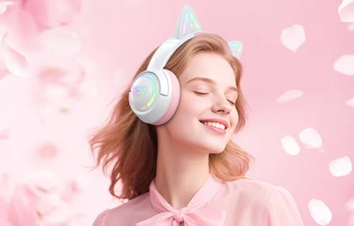 Słuchawki ONIKUMA GT838 Nauszne Biało-różowy