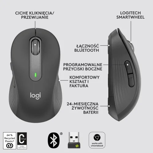 Myszka Logitech Signature M650 M - grafitowy