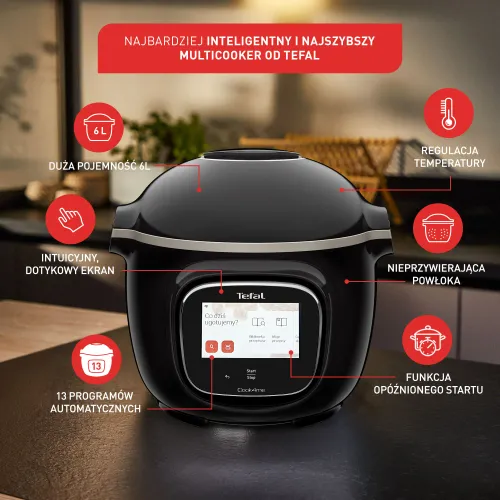 Multicooker Tefal Cook4me Touch Wi-Fi CY9128 1600W 6l Kosz do gotowania na parze + XA6078