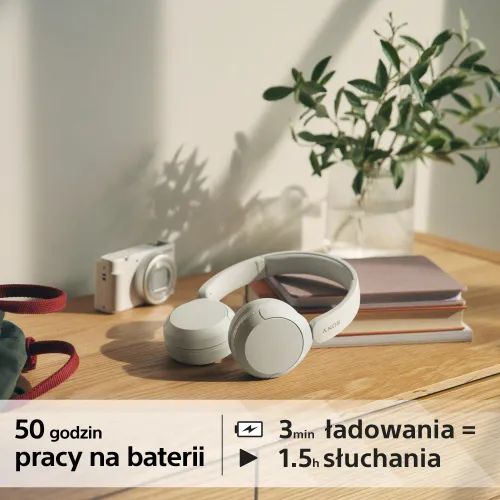 Słuchawki bezprzewodowe Sony WH-CH520 Nauszne Bluetooth 5.2 Biały