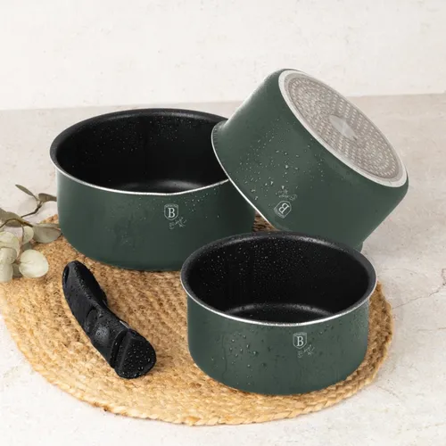 Zestaw patelni i garnków BERLINGER HAUS Matte Green Collection BH-8423 (13 elementów)