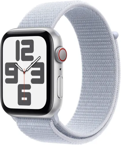 Apple Watch SE GPS + Cellular koperta 44mm aluminium srebrny opaska sportowa błękitnego obłok