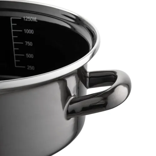 Garnek emaliowany z pokrywką EMALIA POLSKA PLESZEW METALICO NISKI 1,4 l