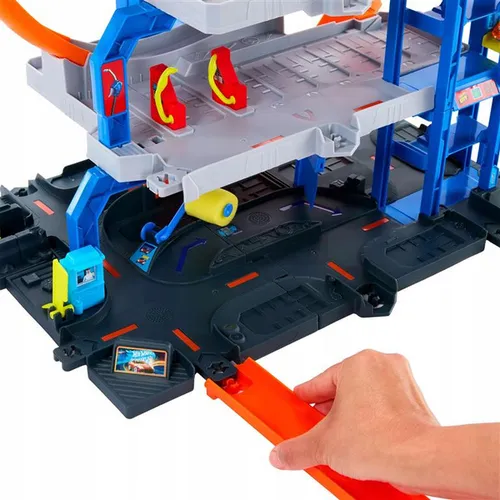 HOT WHEELS CITY ZESTAW MEGA GARAŻ PARKING Gigapętla + autko, helikopter JBM74