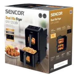 Air Fryer Frytkownica beztłuszczowa SENCOR SFR 1250BK 11.6l z podwójnym koszem, 10 automatycznymi programami i okienkiem do obserwacji postępów