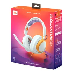Słuchawki JBL Quantum 250, Nauszne, Dźwięk przestrzenny Biało-złoty
