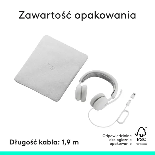 Słuchawki LOGITECH Zone Wired 2 Przewodowe, Nauszne, ANC Biały