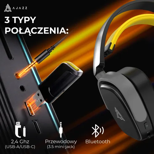 Słuchawki bezprzewodowe z mikrofonem Ajazz AHM09 MAX Nauszne Czarny