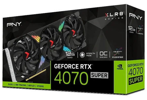 Karta graficzna PNY GeForce RTX 4070 Super XLR8 Gaming Verto Epic-X RGB OC Triple Fan 12GB DLSS 3