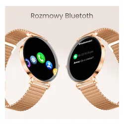 Smartwatch FOREVER SB-370 Lucca Różowe złoto + Pasek łaciaty
