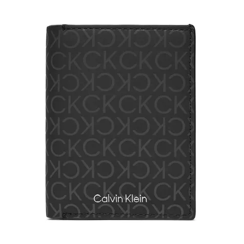 Большой мужской кошелек Calvin Klein Rubberized Trifold 6cc с отделением K50k511379 Uv Mono Black 0gl