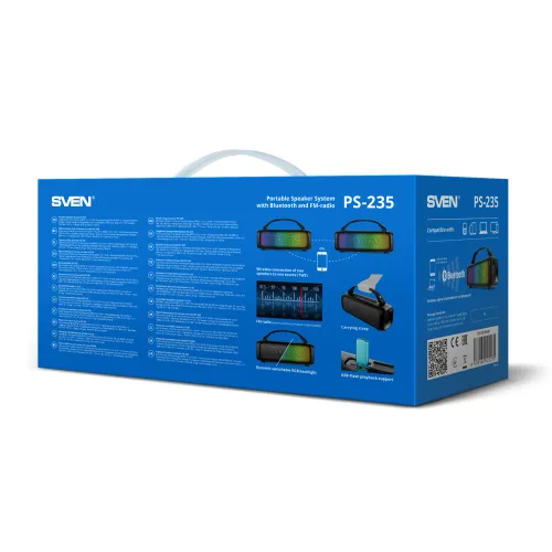 Głośnik Bluetooth Sven PS-235 12W Radio FM Czarny