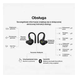 Słuchawki bezprzewodowe Belkin SoundForm ActiveFit Dokanałowe z zaczepami Bluetooth 5.4, Czarny
