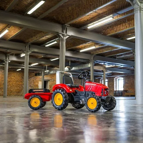Falk Traktorek Red Supercharger Na Pedały Z Przyczepką Otwierany Od 3-7 Lat