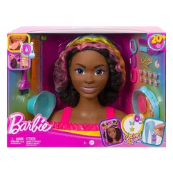 LALKA BARBIE GŁOWA DO STYLIZACJI + akcesoria Afro HMD79