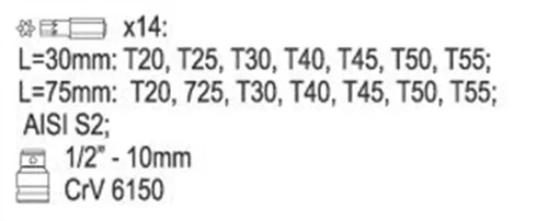 Zestaw kluczy Torx Security Yato YT-0417