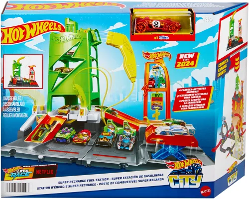 Tor Hot Wheels City Superstacja ładowania samochodów HTN79
