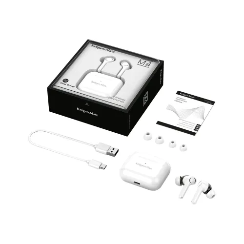 Słuchawki bezprzewodowe Kruger & Matz M4 Pro KMPM4 Dokanałowe Bluetooth 5.0 Biały