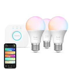 Inteligentna żarówka LED PHILIPS HUE 929004235411 E27 8W Bluetooth, ZigBee (3 szt.) + Mostek